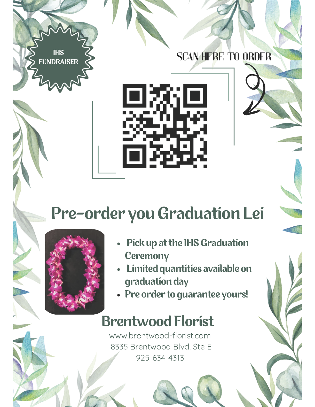 Brentwood Florist Lei Pre-Order Form